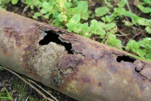 Corroded pipe after Houston commercial plumbing company replaced it with a new plumbing pipe