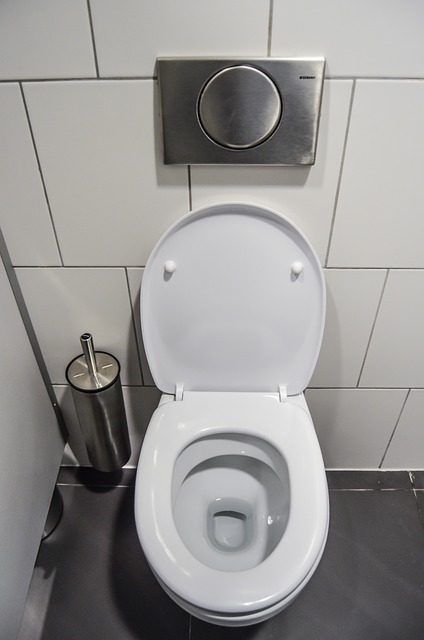 Toilet that needs replacement from Houston commercial plumber.
